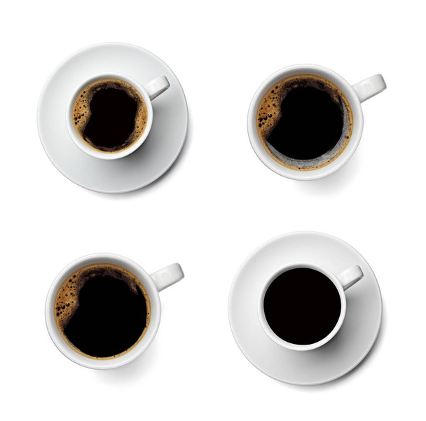 coleção de várias xícara de café no fundo branco. cada um é baleado separadamente
 - Foto, Imagem