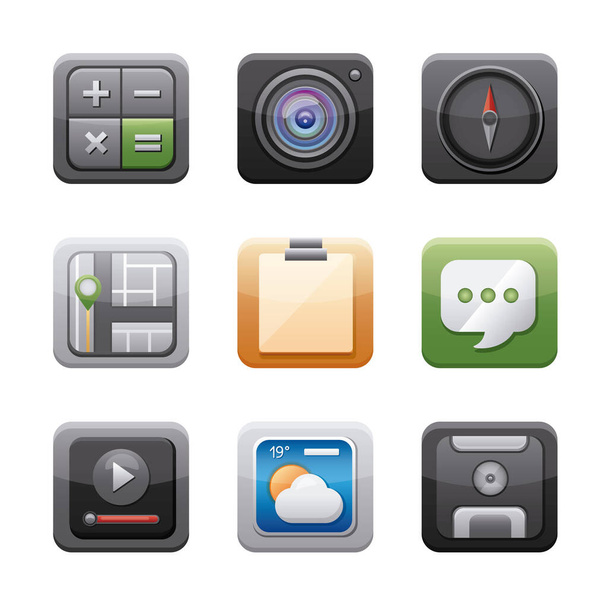 bundel van apps knoppen menu paneel - Vector, afbeelding