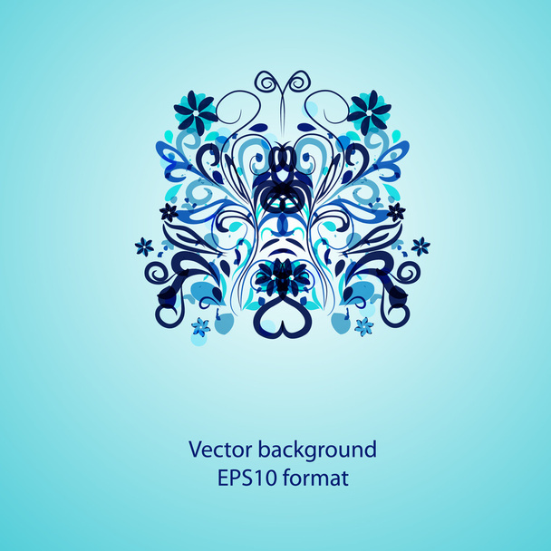 blue background with abstract butterfly - Vecteur, image