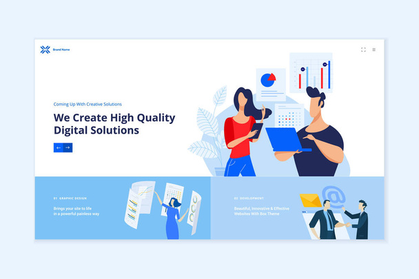Website template design. Modern vector illustration concept of web page design for website and mobile website development. Easy to edit and customize. - Vector, Image