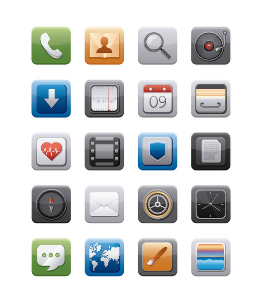 bundle of apps buttons menu panel - Вектор,изображение