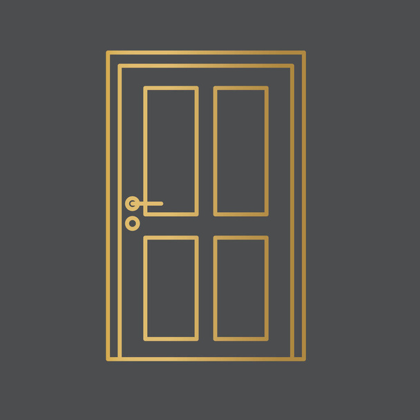 goldene geschlossene Tür Icon-Vektor-Illustration - Vektor, Bild