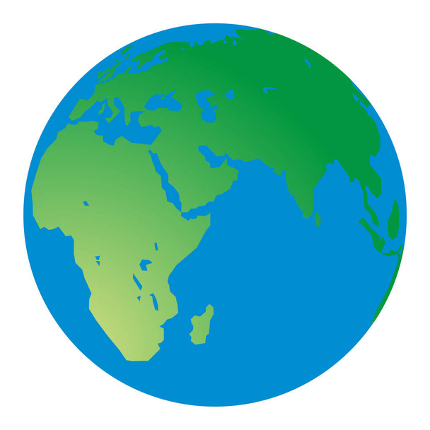 Een illustratie van de planeet Aarde met blauwe oceanen en groene continenten - Vector, afbeelding