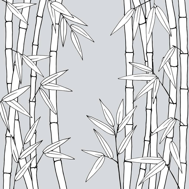 achtergrond met een patroon van bamboe stengels in een grafische stijl, vector illustratie, voor verschillende ontwerp - Vector, afbeelding