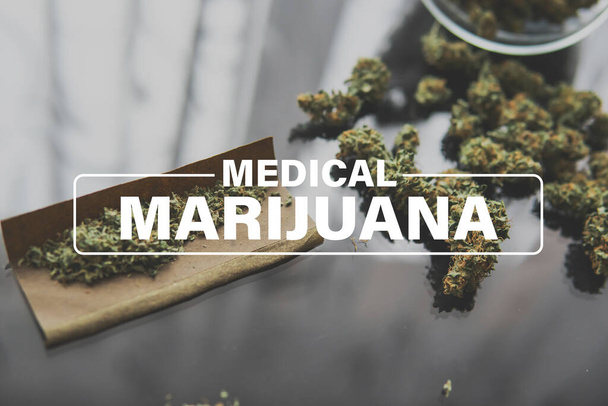 Medical marijuana, Growing cannabis indica, background green, marijuana leaves, marijuana vegetation plants hemp cultivation cannabis, - Fotoğraf, Görsel