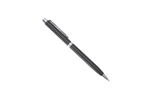 Μαύρο μεταλλικό στυλό απομονωμένο σε λευκό φόντο με μονοπάτι απόληξης. - Φωτογραφία, εικόνα