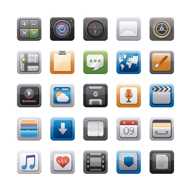 bundle of apps buttons menu panel - Vector, imagen