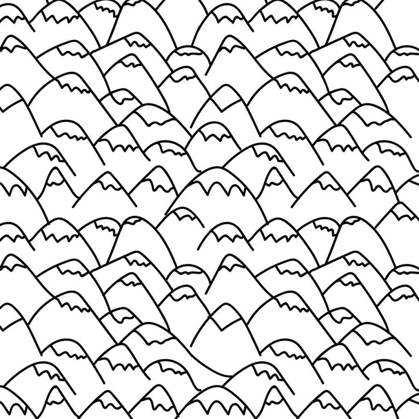 Mountains linear silhouette background. Mountain peaks Wallpaper. Mountainous terrain contour illustration - Vector, Image