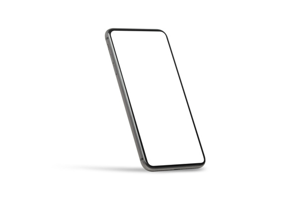 Black mobile smartphone mockup with blank screen isolated on white background with clipping path, Can use mock-up for your application or website design project. - Photo, Image