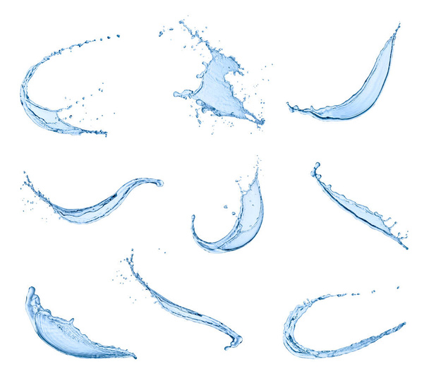 kokoelma erilaisia veden roiskeita valkoisella pohjalla. jokainen ammutaan erikseen - Valokuva, kuva
