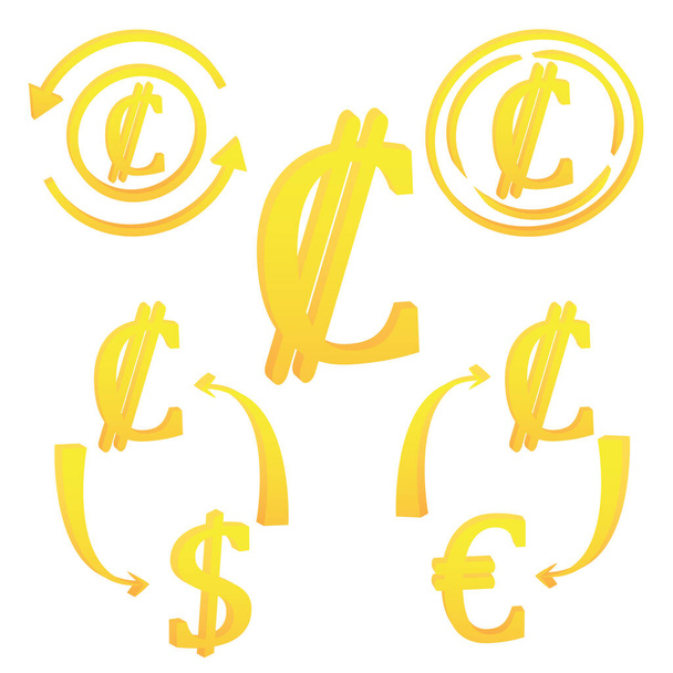 3D Kostaryka symbol waluty ikona wektor ilustracja na białym tle - Wektor, obraz