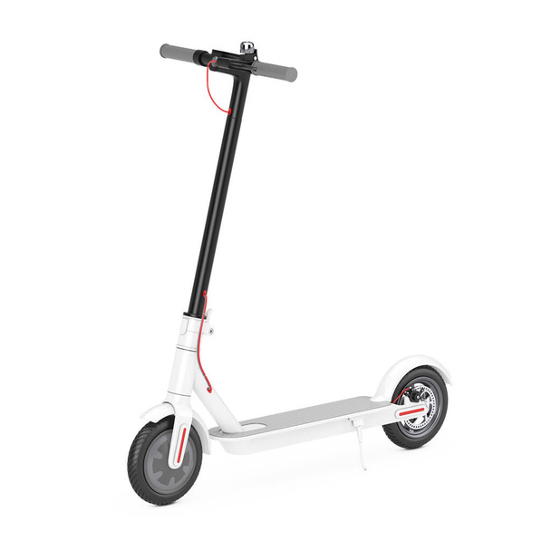 White Modern Eco Electric Kick Scooter on a white background. 3d Rendering - Photo, Image