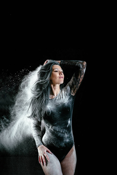 photoshoot of a girl in flour - Photo, image