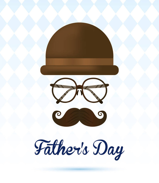 happy fathers day card with tophat and mustache - Vector, Image
