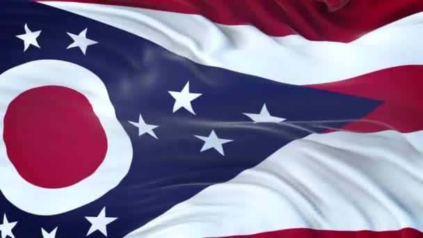 Ohio (U.S. state) flag with highly detailed fabric texture. Seamless loop. - Footage, Video