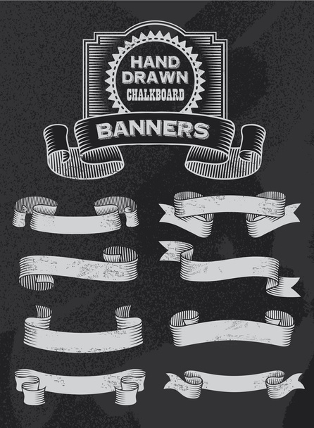 Rubans et bannières vintage dessinés à la main
 - Vecteur, image
