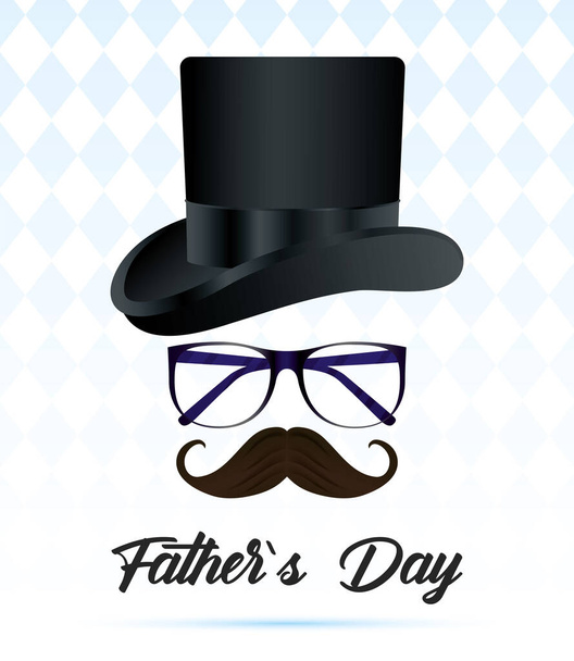 boldog apák napi kártya elegáns tophat és szemüveg - Vektor, kép