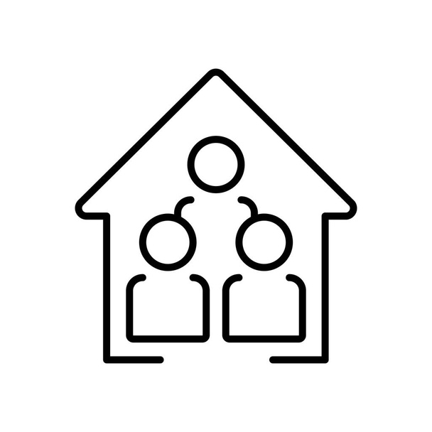 pictogram people in the house, line style - Vector, Image
