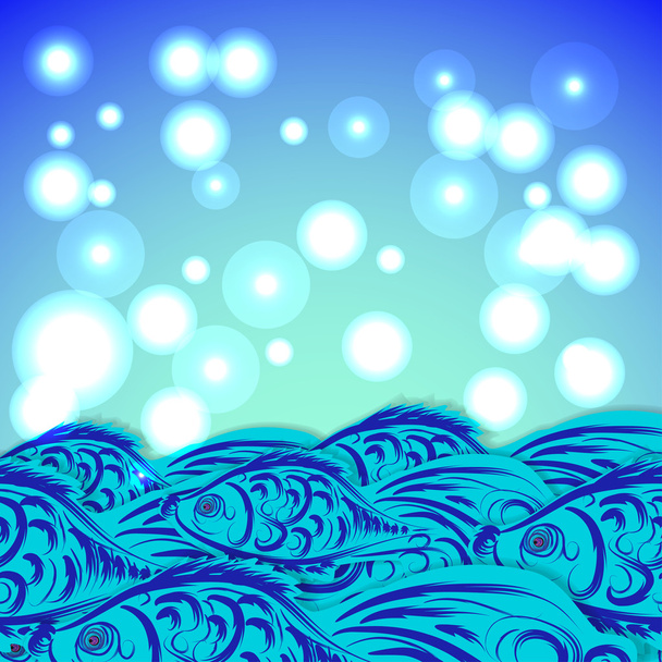 Blue background with fishes. Vector eps 10 - Wektor, obraz