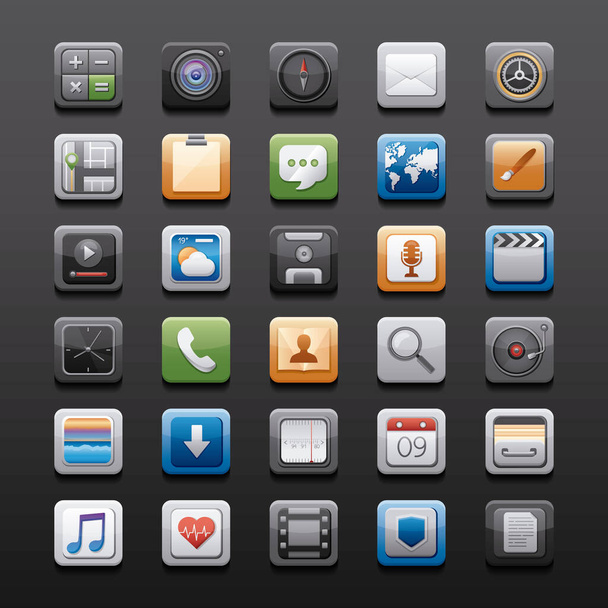 bundle of apps buttons menu panel - Vektori, kuva