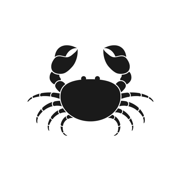 Crab cartoon cut vector illustration isolated on white. Black silhouette animal. - Vector, Image