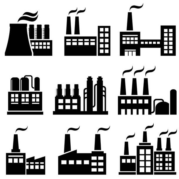 Industrial buildings, factories, power plants - Vector, Image