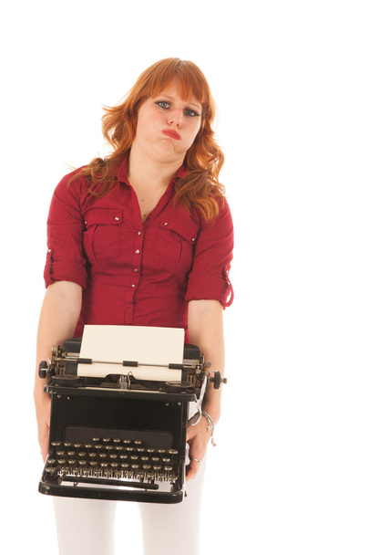Тяжелая винтажная чёрная пишущая машинка
 - Фото, изображение
