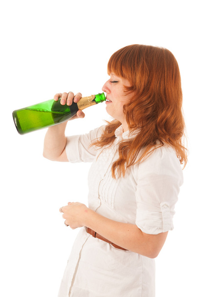 Portrait drinking sad woman - Foto, Imagen