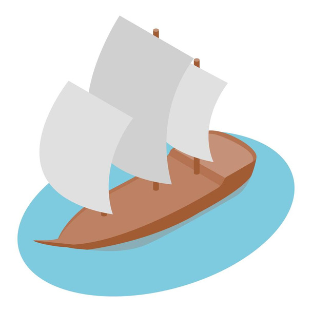 Sailing ship icon, isometric style - Vector, imagen