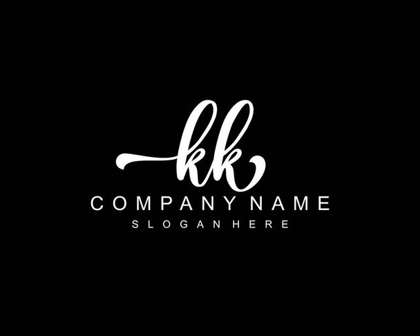 Eredeti KK logó aláírás, make up, esküvő, divat, csapat, luxus logó - Vektor, kép