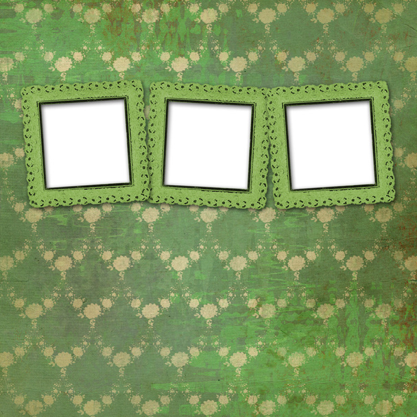 Three frames for photos on the floral background - Фото, зображення
