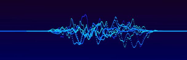 Звуковая волна. Абстрактный синий цифровой эквалайзер. Большая визуализация данных. Динамический поток света
. - Фото, изображение
