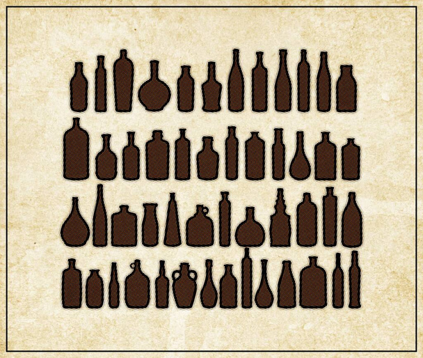Set of bottles  - halftone  vintage   poster - Photo, Image