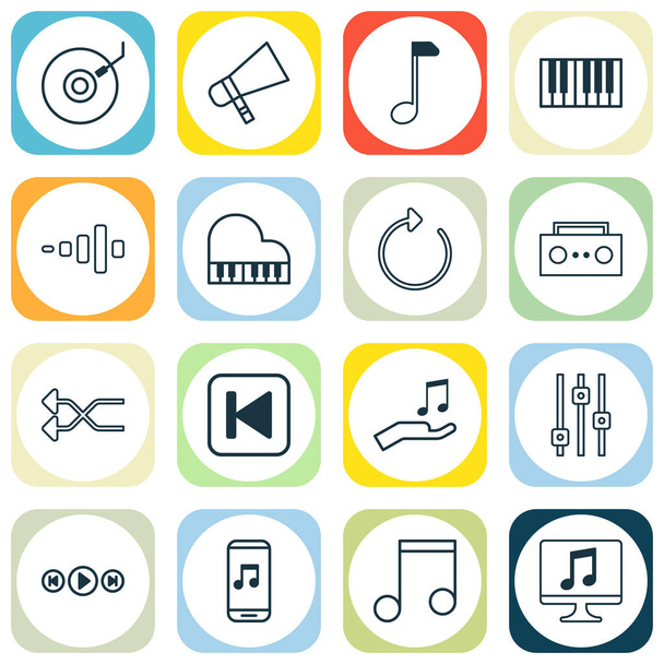 Music icons set with sound, synthesizer, refresh and other reload elements. Isolated vector illustration music icons. - Vektör, Görsel