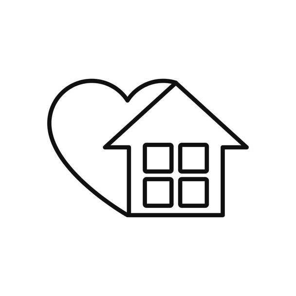 stay home concept, house and heart icon, line style - Vector, Image