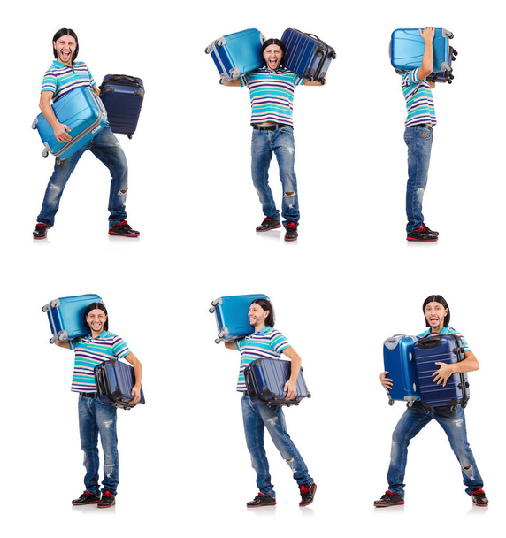 Travel vacation concept with luggage on white - Photo, Image