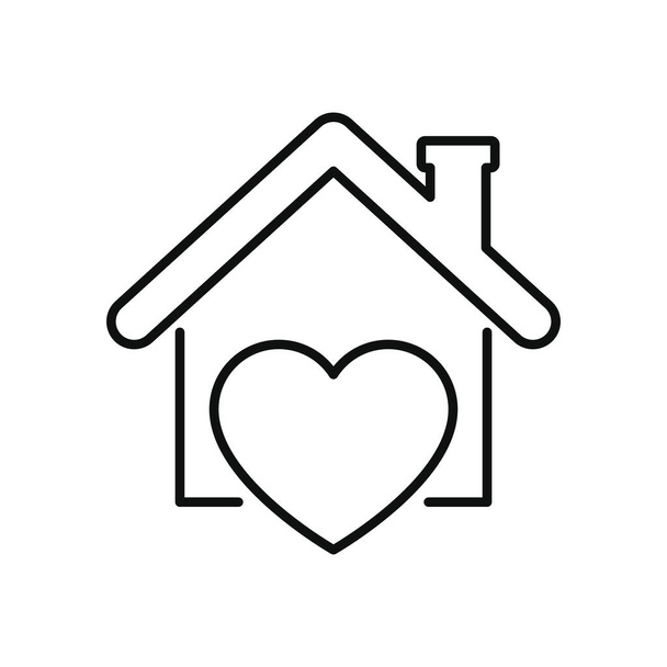 concepto de la estancia en casa, icono del corazón y la casa, estilo de línea
 - Vector, Imagen