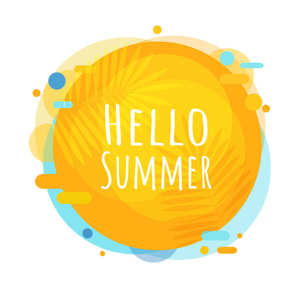 Hello Summer Poster Speech Bubble Isolated White Background - Vector, afbeelding