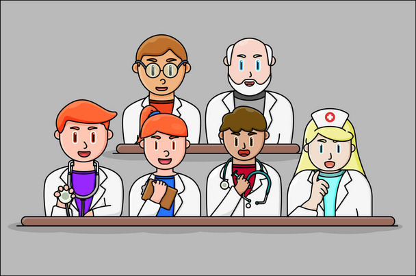 doctor de carácter, enfermeras, profesor, equipo de medicina
 - Vector, Imagen