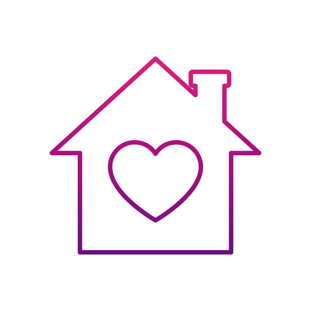 Huis met hart icoon, gradiënt stijl - Vector, afbeelding