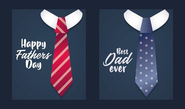 Glückliche Vatertagskarte mit Krawatten-Accessoires - Vektor, Bild