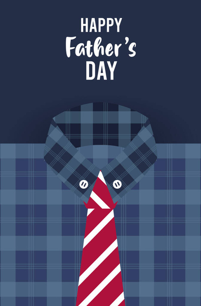 gelukkige vaders dagkaart met mannelijk shirt en stropdas - Vector, afbeelding