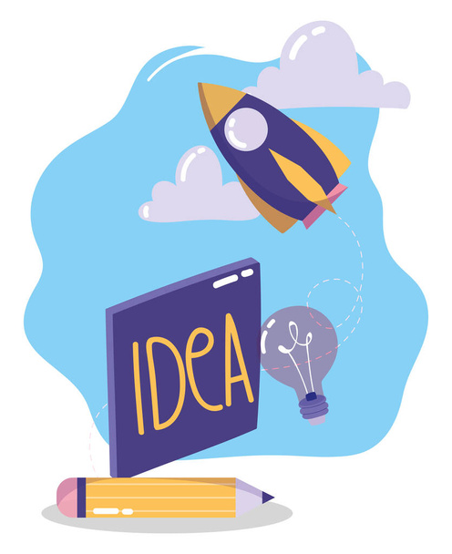 people communication and technology, mobile idea startup pencil - Vector, Image