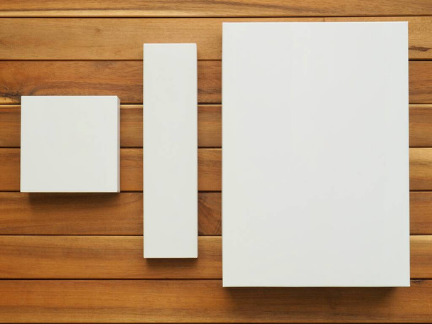Various square shaped white boxes - Foto, afbeelding