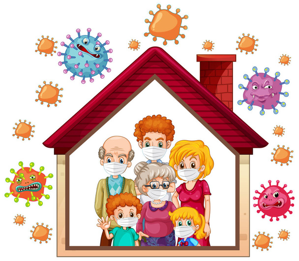 Zu Hause bleiben, um Coronavirus vorzubeugen - Vektor, Bild
