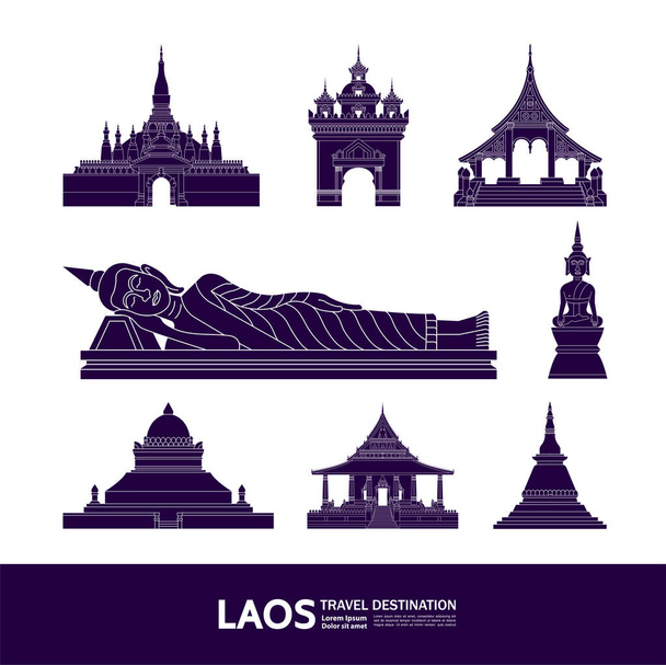 Лаос подорожує призначення великий векторний ілюстрація.  - Вектор, зображення