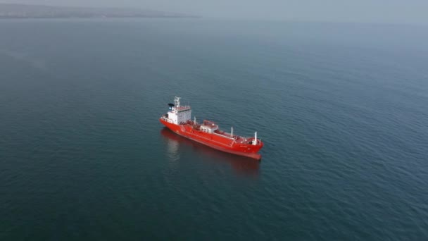 Aerial view of oil tanker ship into the sea, the Black Sea, Bulgaria  - Footage, Video