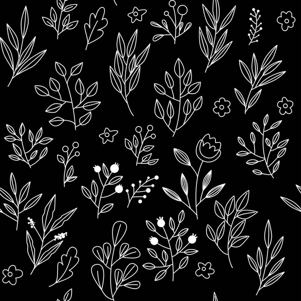 Texture with flowers and plants. Floral ornament. Original flowers pattern. - Vettoriali, immagini