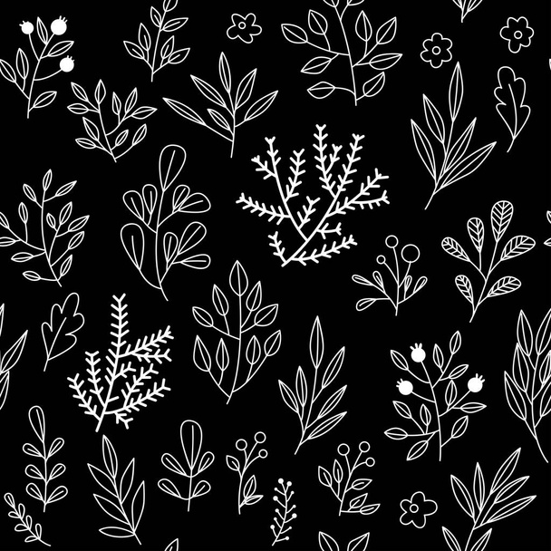 Texture with flowers and plants. Floral ornament. Original flowers pattern. - Vector, Imagen