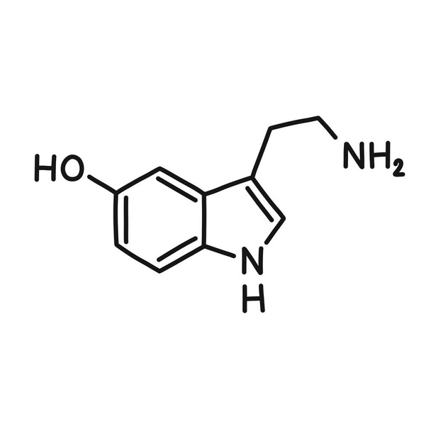 icona dello scarabocchio della formula chimica della serotonina, illustrazione della linea vettoriale
 - Vettoriali, immagini